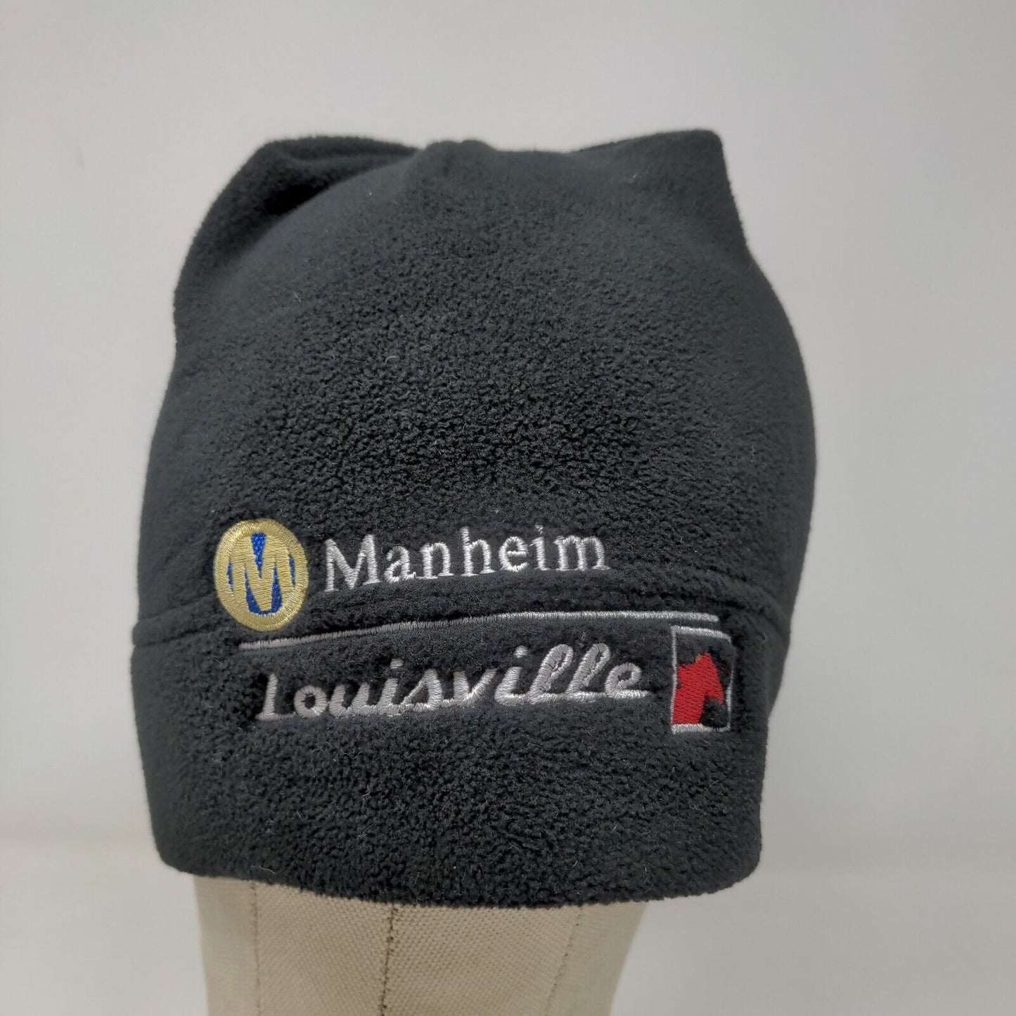 Manheim Louisville Men's Knit Beanie Hat Black Fleece Embroidered Logo