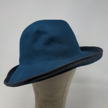 Bollman Hat Co Women's Doeskin Felt Bowler Derby Hat Blue 100% Wool