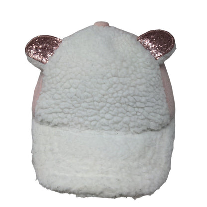 Unbranded Girls Toddler Stretchy Hat Pink White Sherpa Fleece Ears Cute