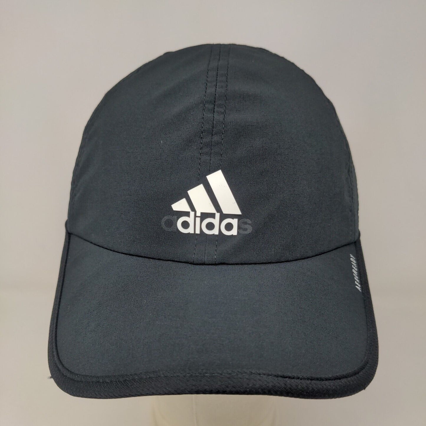 Adidas Aeroready Men's Strapback Hat Black Adjustable Distressed Logo