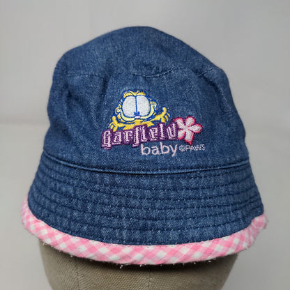 Garfield Baby Girls Bucket Hat Blue Pink Embroidered Logo Paws