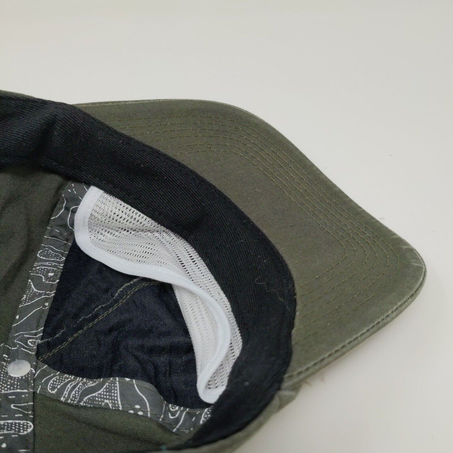 Jetty Life Marine Supply Olive Green Cap Hat Adjustable Leather Strap Buckle