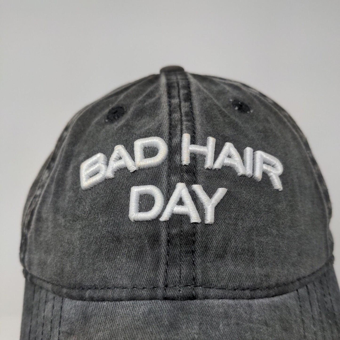 Bad Hair Day Slideback Hat Black Adjustable Embroidered Logo