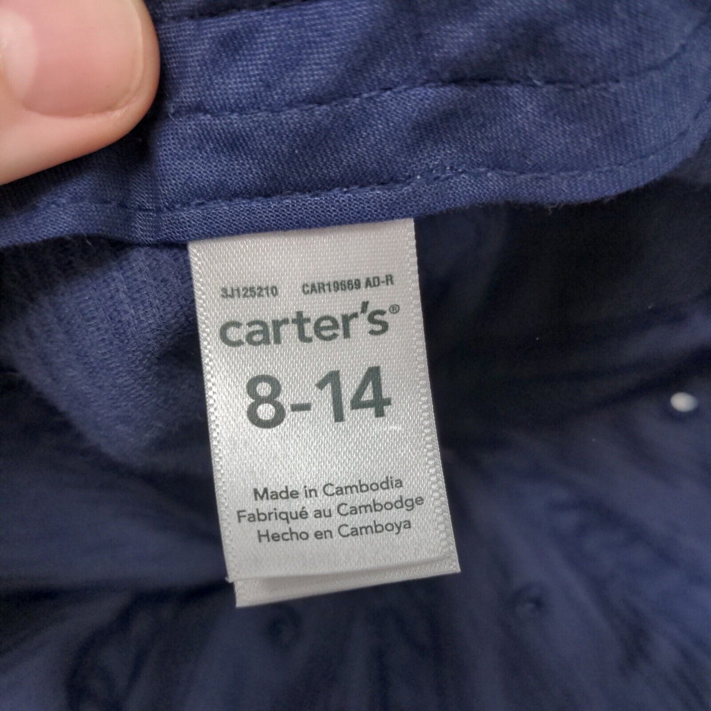 Carter's Boy's Strapback Hat Blue Size 8-14 Corduroy 100% Cotton