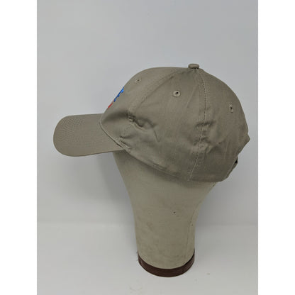 Ice USA Strapback Hat Adjustable Port & Company Embroidered Logo Tan Beige