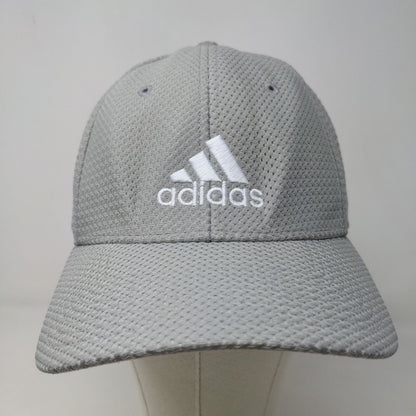 Adidas Men's Fitted Hat Gray Size L/XL Embroidered Logo 100% Polyester