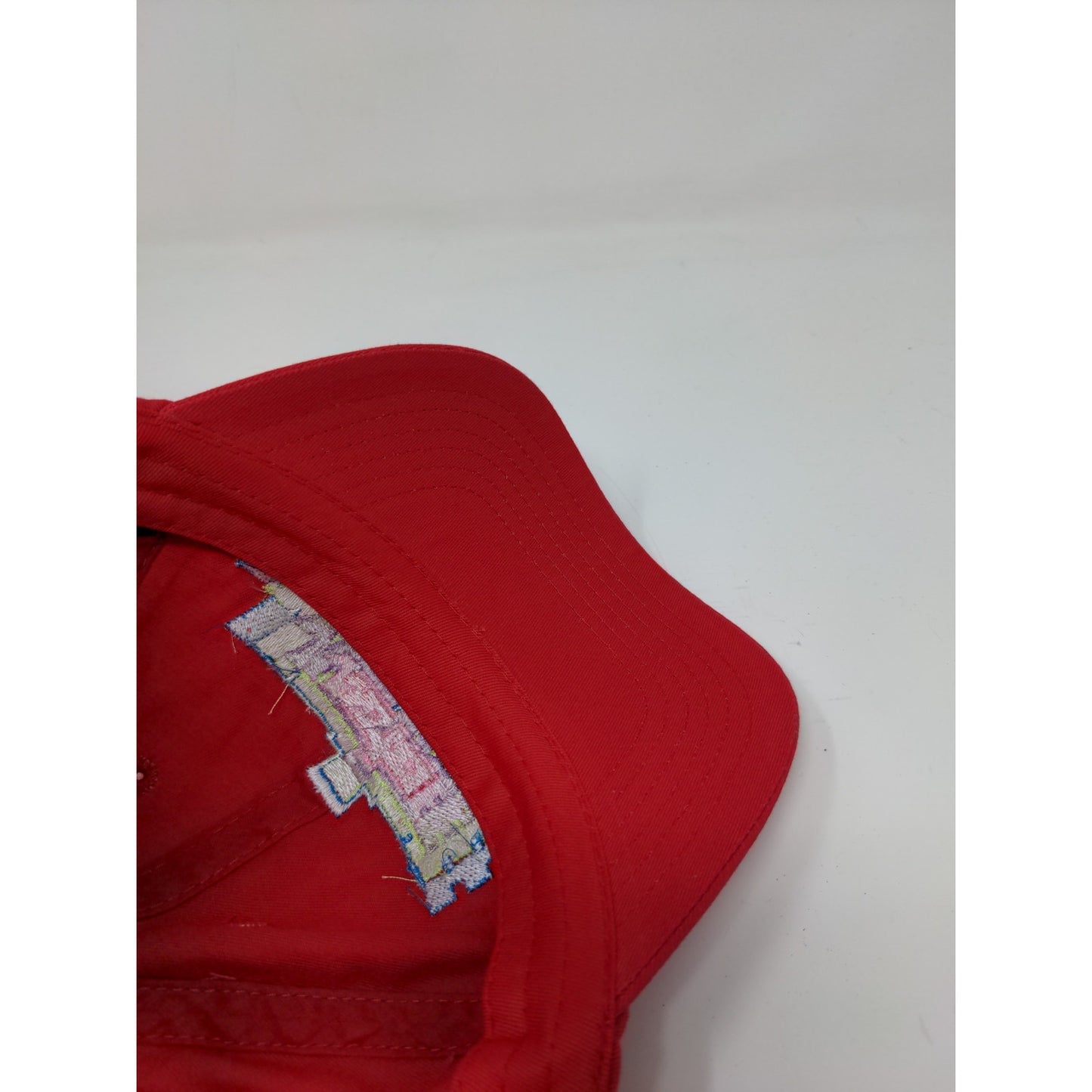 Justice Slideback Hat Red Embroidered Spell Out Colorful 100% Cotton