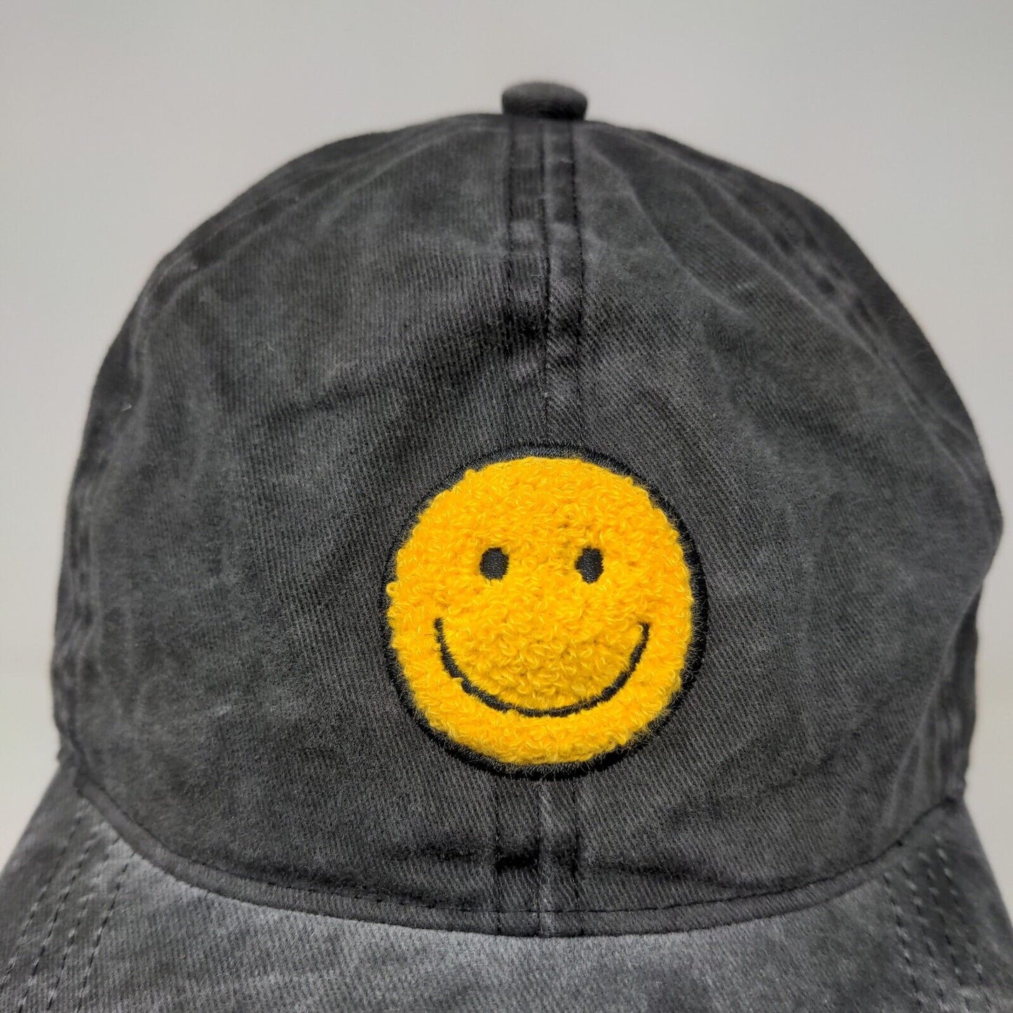 David & Young Women's Slideback Hat Gray OSFM Fuzzy Smiley Face Logo