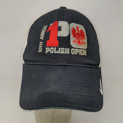 Nike Golf Mens Fitted Hat Black White 10th Annual Polish Open Hat Embroidered