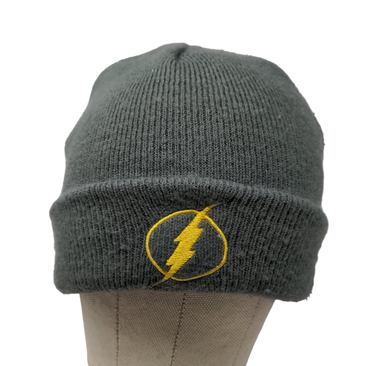 The Flash Boys Knit Beanie Hat Gray Embroidered Logo DC Comics