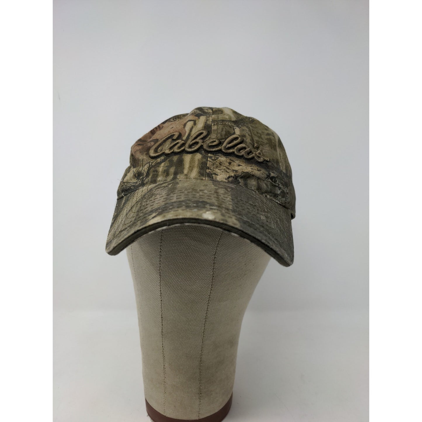 Cabelas Camo Slideback Hat OSFM Thick Embroidered Logo Cap Green Brown
