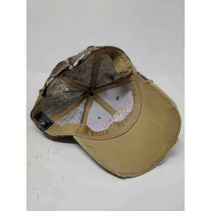 Aspen Dental Distressed Brown/Camo Hat Ripped Hidden Camo OSFM Strapback