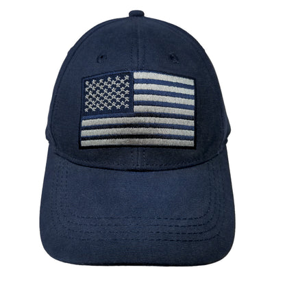 SRP Companies Men's Strapback Hat Blue Adjustable Embroidered Patriotic Flag