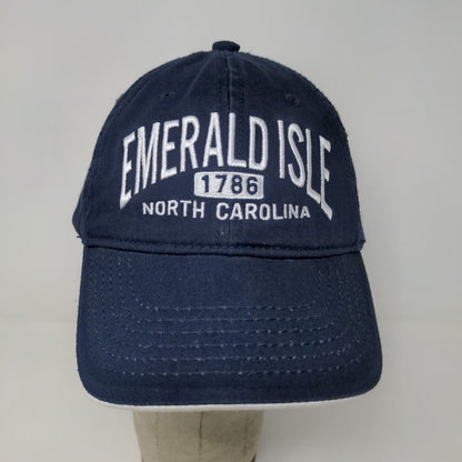 Wings Emerald Isle North Carolina Strapback Hat Blue Adjustable Embroidered