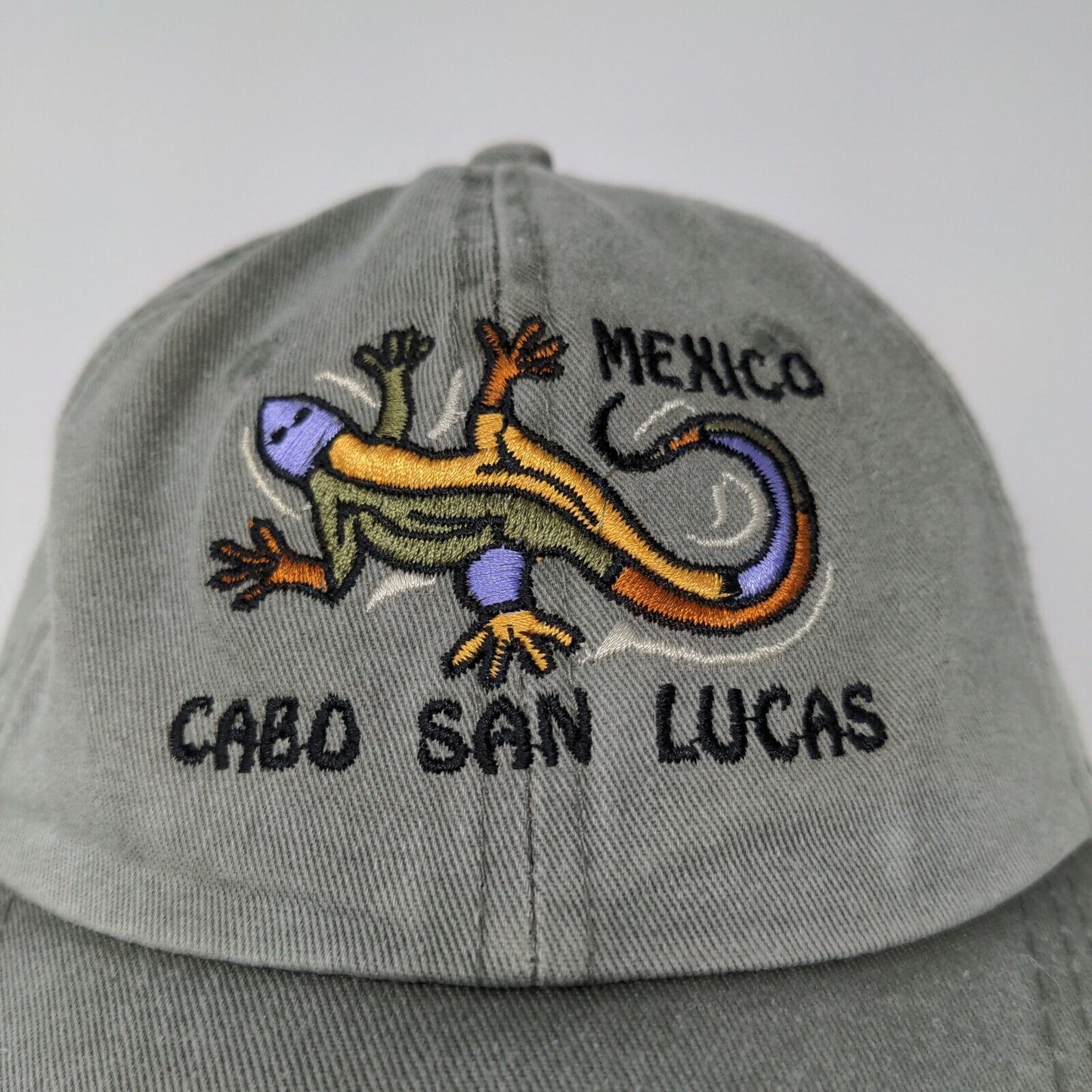 Cabo San Lucas Mexico Strapback Hat Green Adjustable Embroidered Lizard Logo