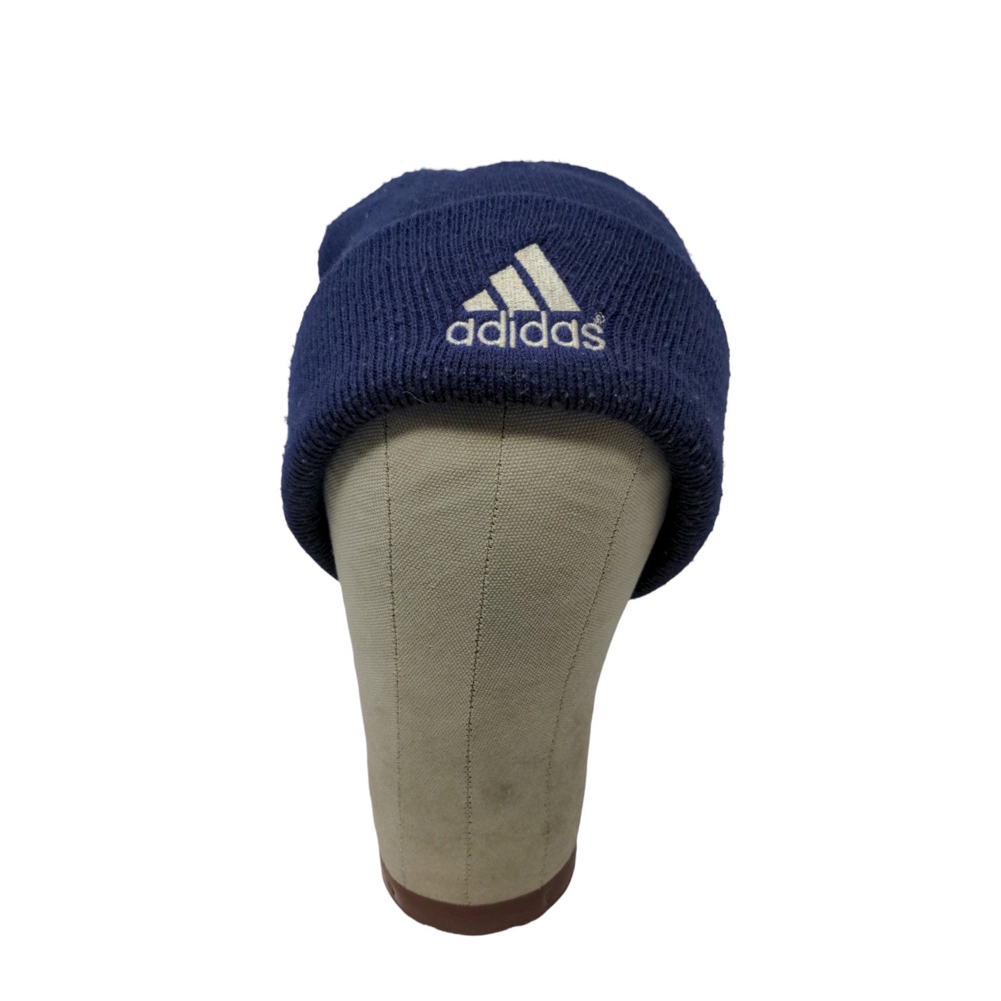 Adidas Men's Knit Beanie Hat Embroidered Logo Spell Out Blue