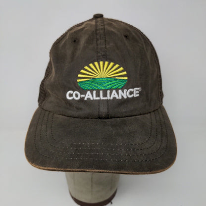 Co-Alliance Mens Hat Meshback Strapback Brown OSFA Embroidered Logo Farmer