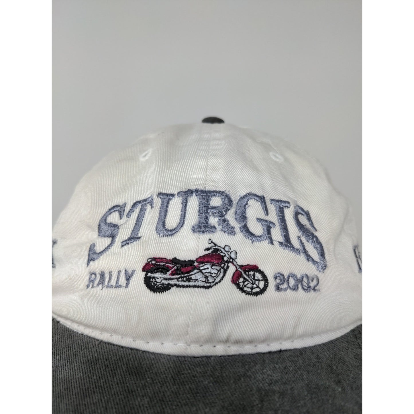 VTG Black Hills Sturgis Motorcycle Rally 2002 Slideback Hat White Embroidered