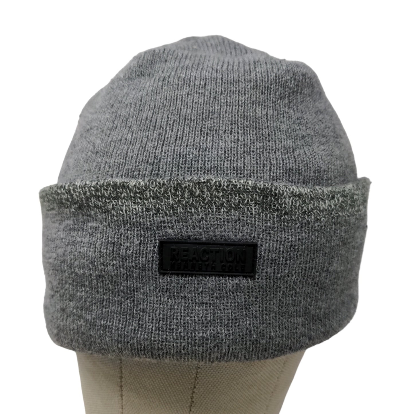 Kenneth Cole Reaction Men's Beanie Hat Gray One Size Patch Logo