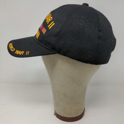 World War II Veteran Strapback Hat Black OSFM Embroidered Logo