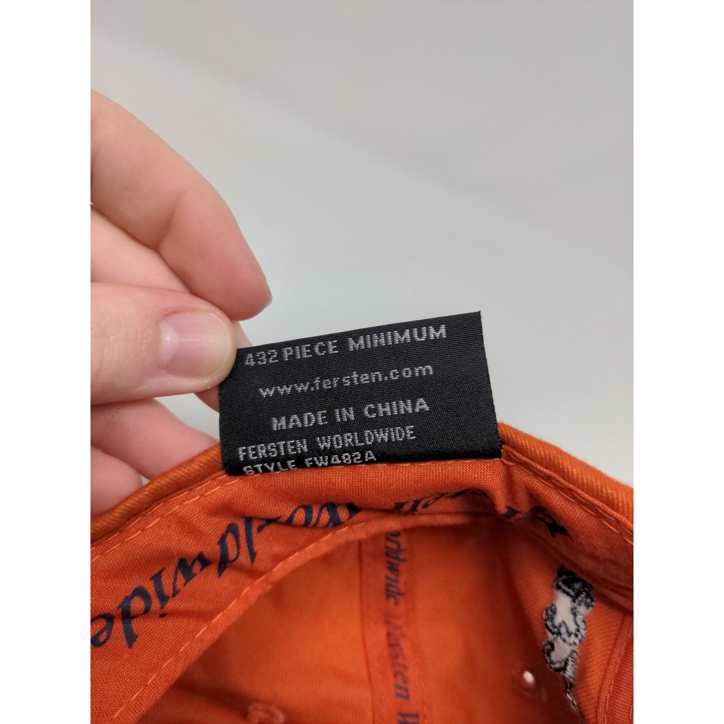 RARE CUSTOM SAMPLE Fersten Worldwide Slideback Hat Embroidered Logo Orange