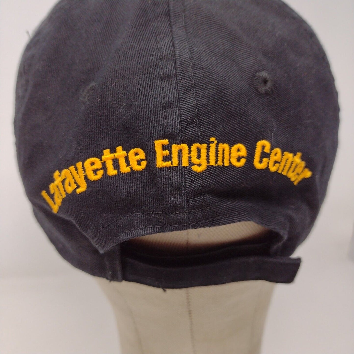 CAT Caterpillar Lafayette Engine Corp Black Yellow Strapback Hat Cap Embroidered