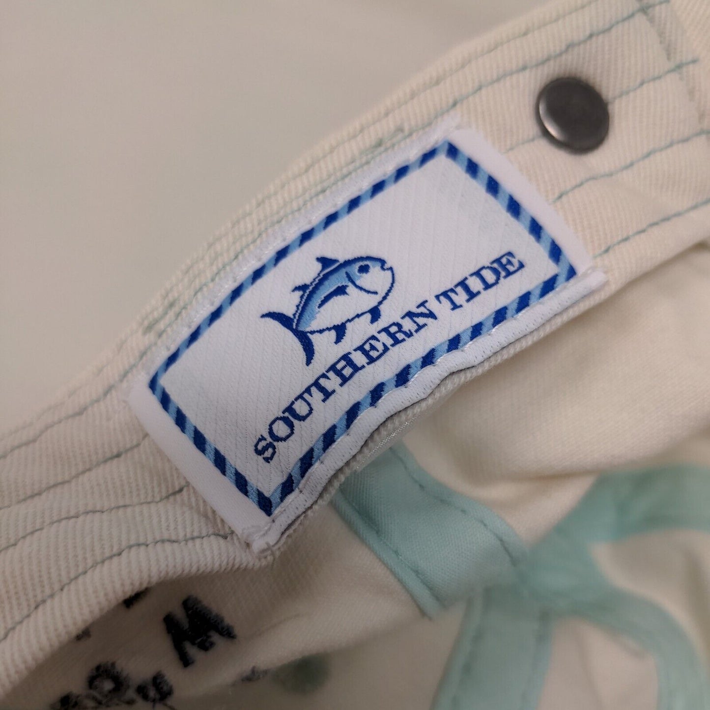 Southern Tide Slideback Hat Cream Adjustable 100% Cotton Embroidered Fish Logo