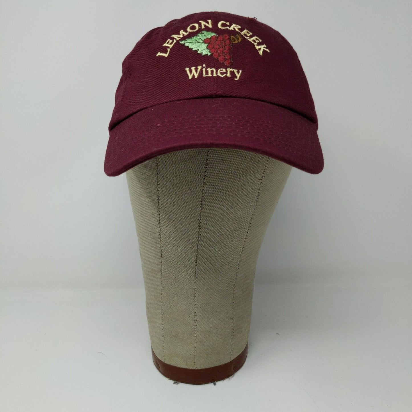 Lemon Creek Winery Slideback Hat Red Adjustable Embroidered Logo Grapes