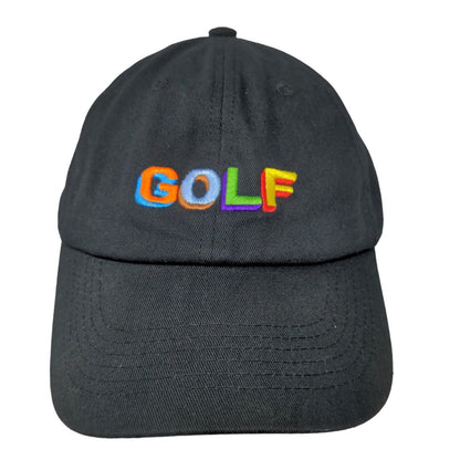 Unbranded Men's Slideback Hat Black Adjustable Embroidered Golf Logo
