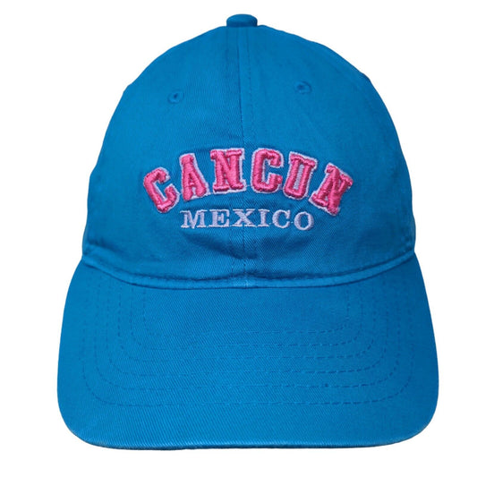 DKPS Men's Strapback Hat Blue Adjustable Embroidered Cancun Mexico Logo