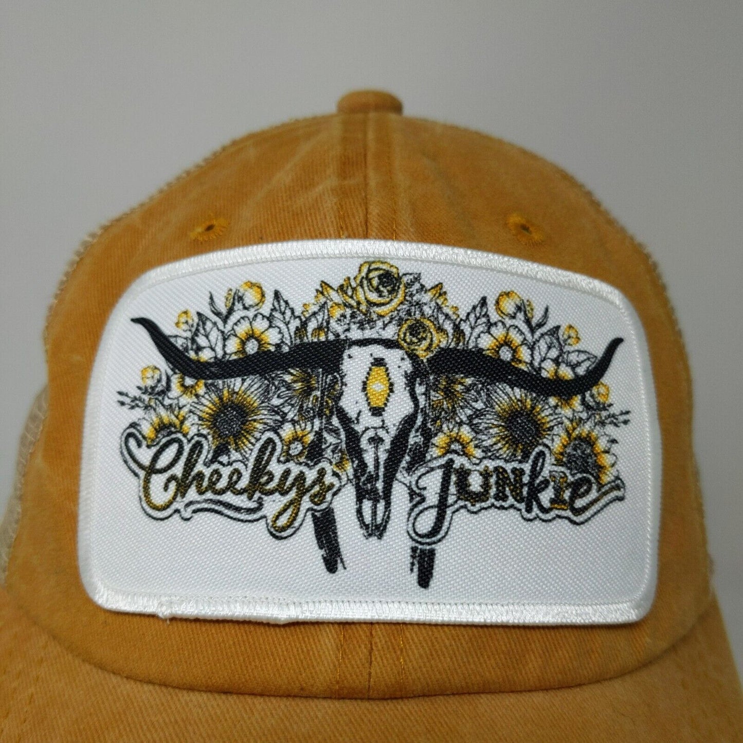 Cheeky's Junkie Women's Slideback Hat Tan Yellow Adjustable Distressed