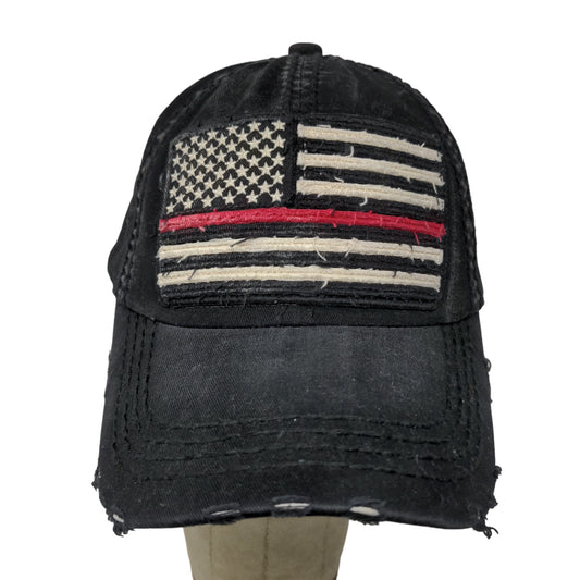 KBEthos Men's Patriotic Slideback Hat Black OS Distressed Big American Flag