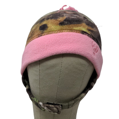 Huntworth Girls Camo Beanie Hat Fleece Green Brown Pink One Size Embroidered