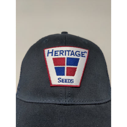 Heritage Seeds Diener Soybeans Strapback Meshback Hat OSFA Black Blue Patch Logo