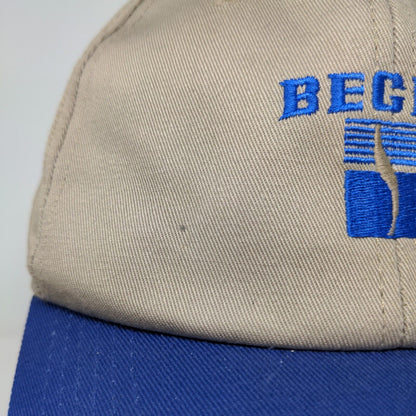 Beck's Seeds Men's Snapback Hat Tan Blue Adjustable Embroidered Logo