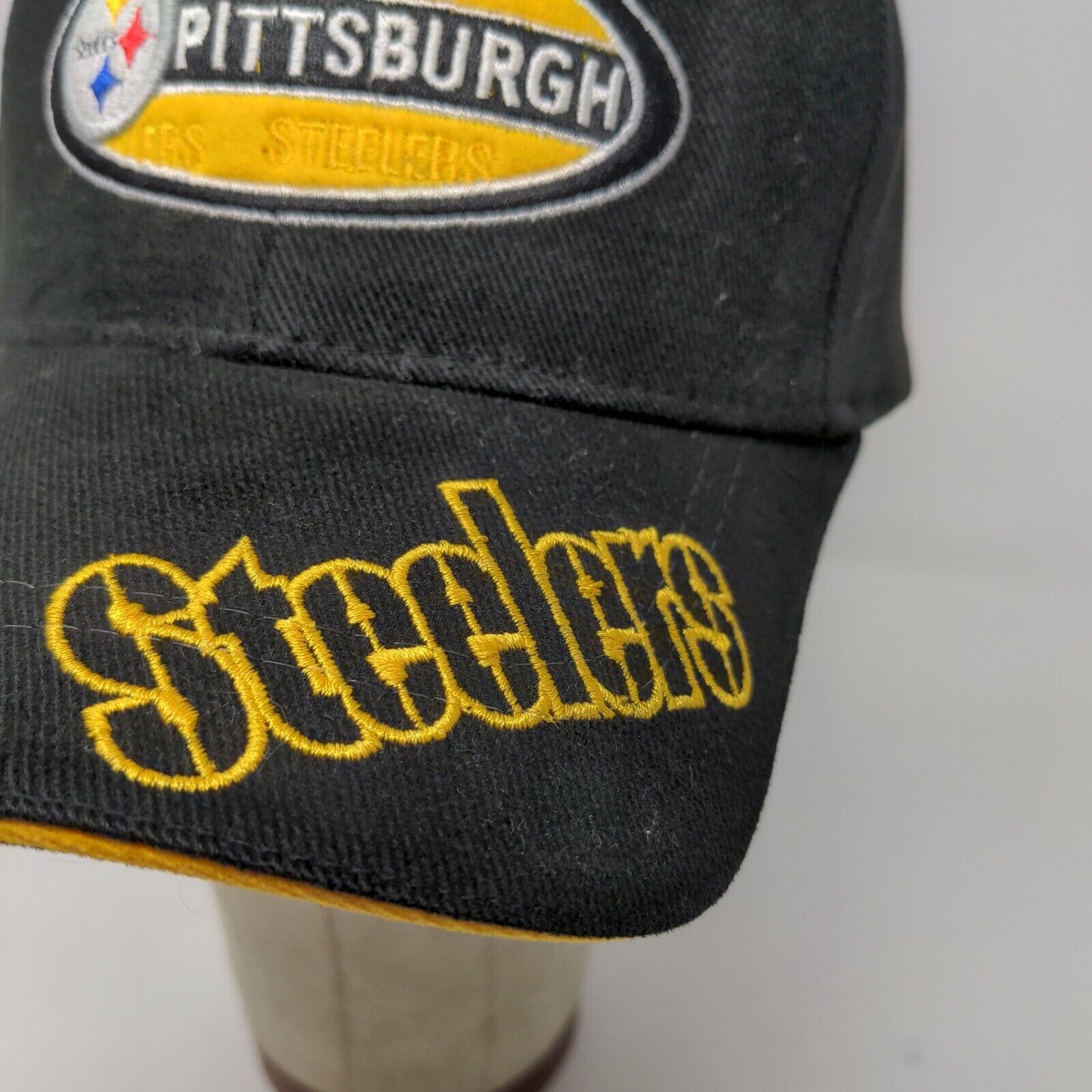 NFL Men's Strapback Pittsburgh Steelers Hat Embroidered Logo Black OSFA