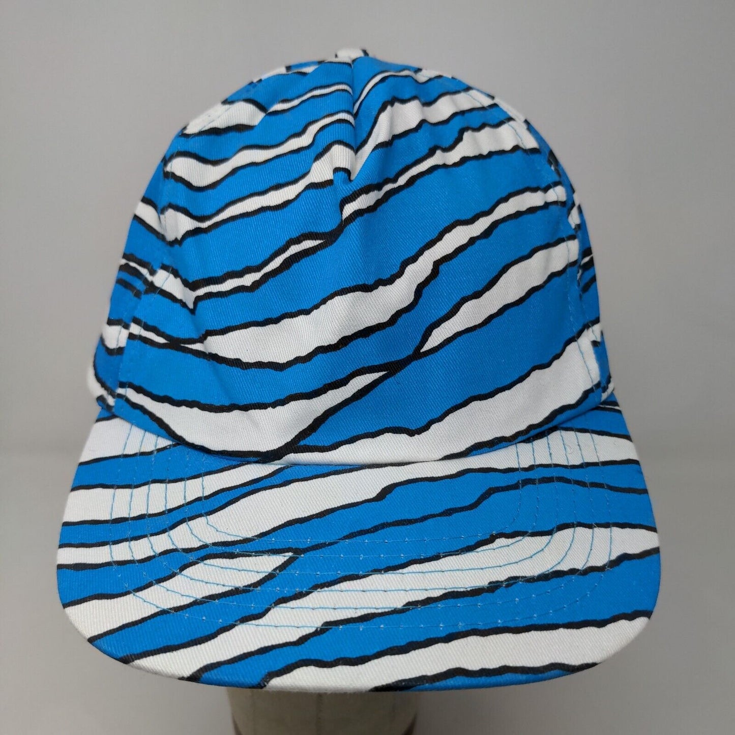 Unbranded Men's Snapback Hat Blue White OSFA Stripes Waves 100% Cotton