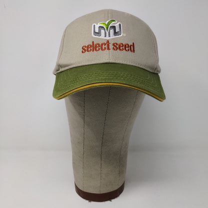 Select Seed Strapback Hat Tan Green Adjustable Embroidered Logo