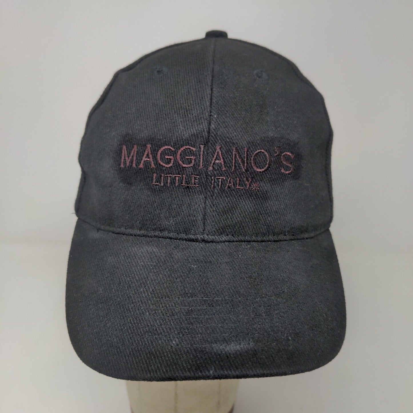 Maggianos Little Italy Men's Strapback Hat Cap Black Adjustable Embroidered Logo