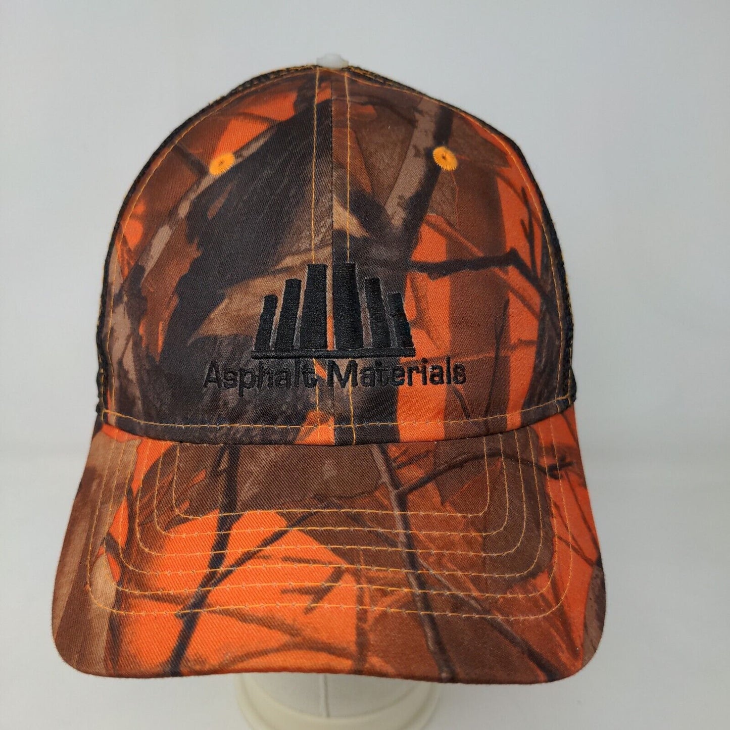 Cap America Men's Snapback Mesh Back Hat Orange Camouflage Embroidered Logo
