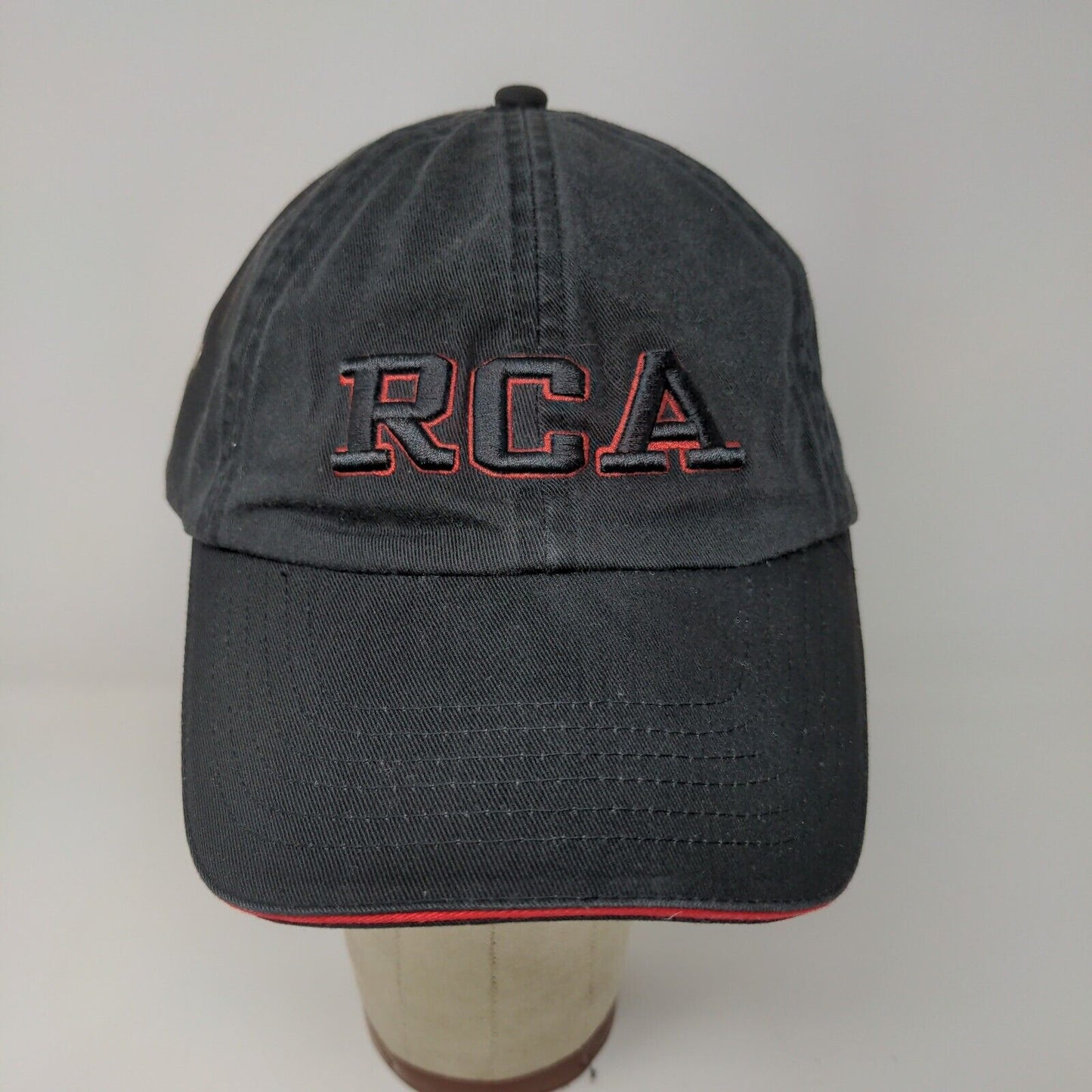 RCA Embroidered Strapback Hat Cap Black Red Accents 100% Cotton