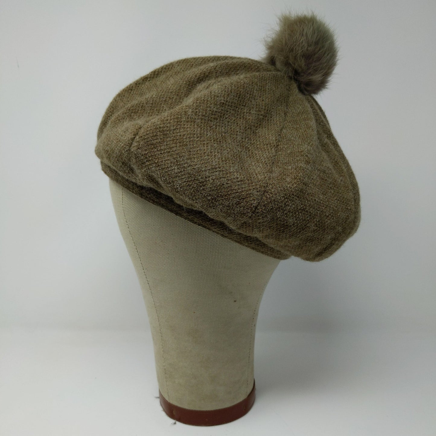 C.C. Exclusives Wool Blend Pom Pom Hat Brown Quilted Liner Logo