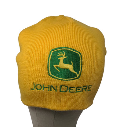 John Deere Boy's Knit Beanie Hat Yellow O/S 4-18 Embroidered Logo