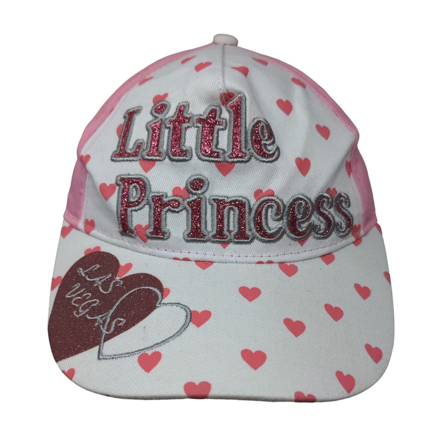 Koskash Headwear Girl's Strapback Hat White Pink 48CM Little Princess Hearts