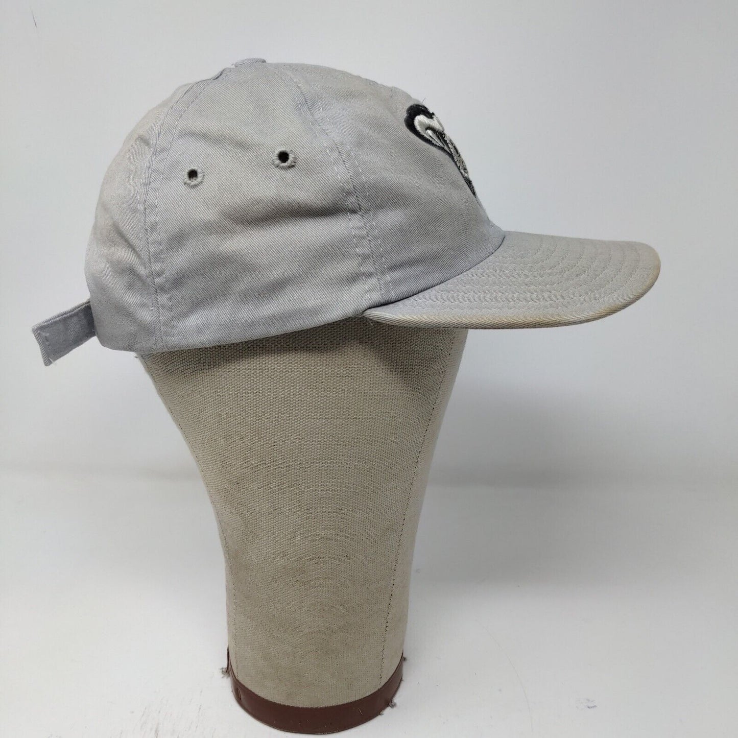 New Era Mens Slideback Hat Gray OSFA Embroidered Rattlesnake Logo Distressed