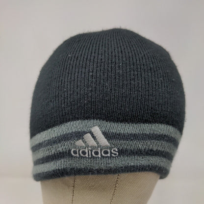 Adidas Climawarm Men's Beanie Hat Cap Black Gray Striped Knit