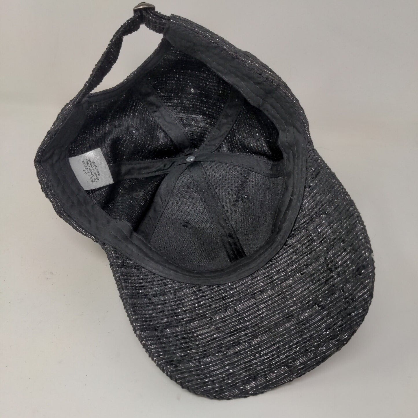 Unbranded Women's Slideback Hat Black Silver Size OS Poly Blend Blank Shiny