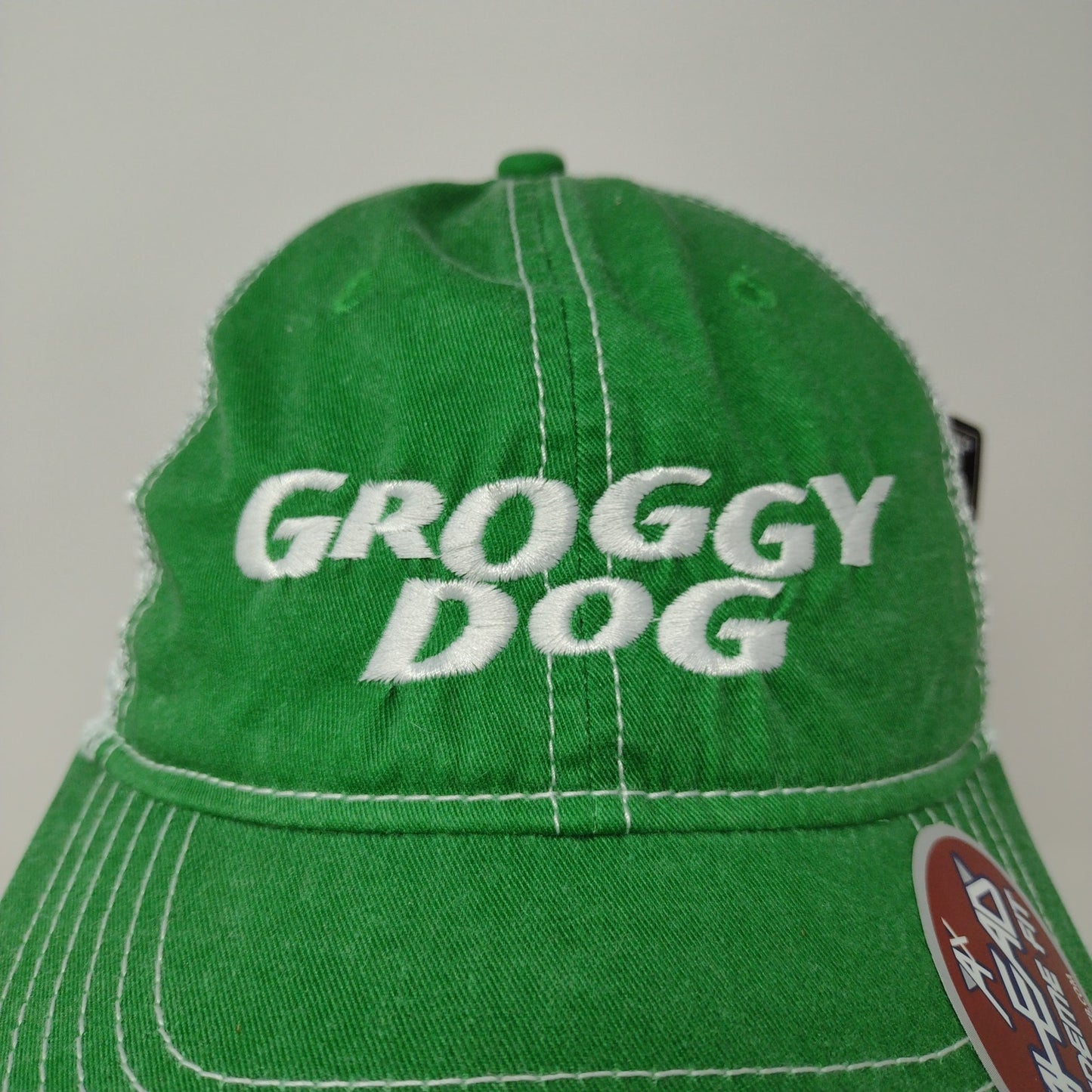 Groggy Dog Ahead Extreme Fit Strapback Meshback Hat Green White W/Tags