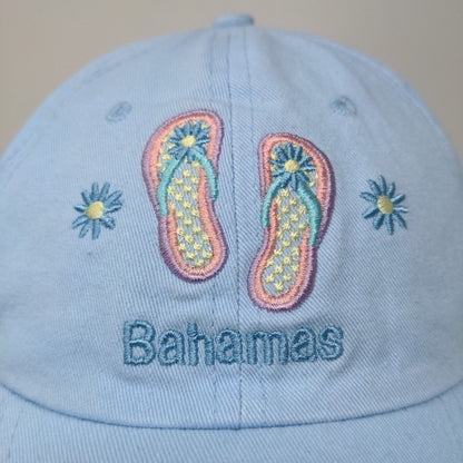 Bahamas Women's Strapback Hat Blue OSFA Embroidered Flip Flops Logo