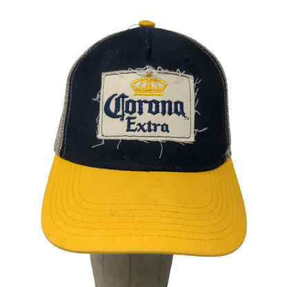 Corona Extra Snapback Mesh Back Hat Black Yellow Adjustable Embroidered Logo
